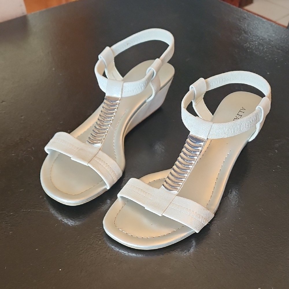 Elegant White Wedge Sandals